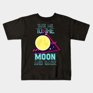 To The Moon And Back Retro Vintage Space Kids T-Shirt
